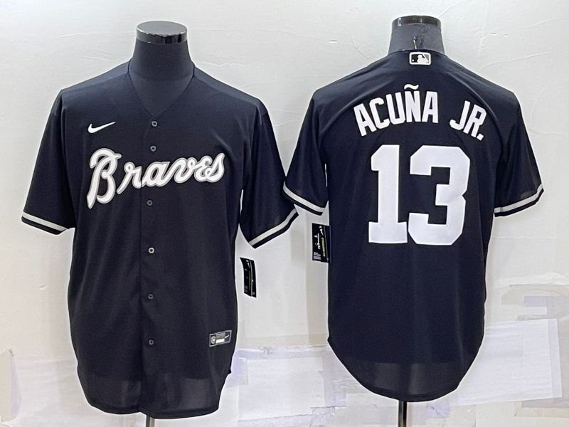 Men's Atlanta Braves Ronald Acuna Jr. #13 Black Baseball Jersey